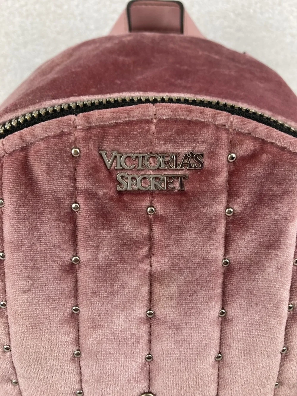 Victoria’s Secret Love Victoria Pink Velveteen Mini Backpack 10” x 8” - Picture 2 of 16